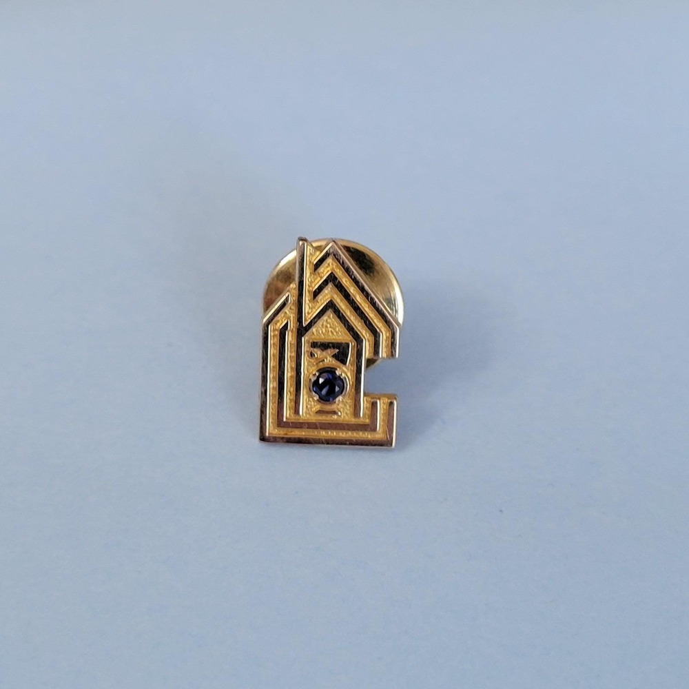 Vintage Terryberry 1/10 10K Gold Filled Lapel Pin Tie Tack Blue Sapphire